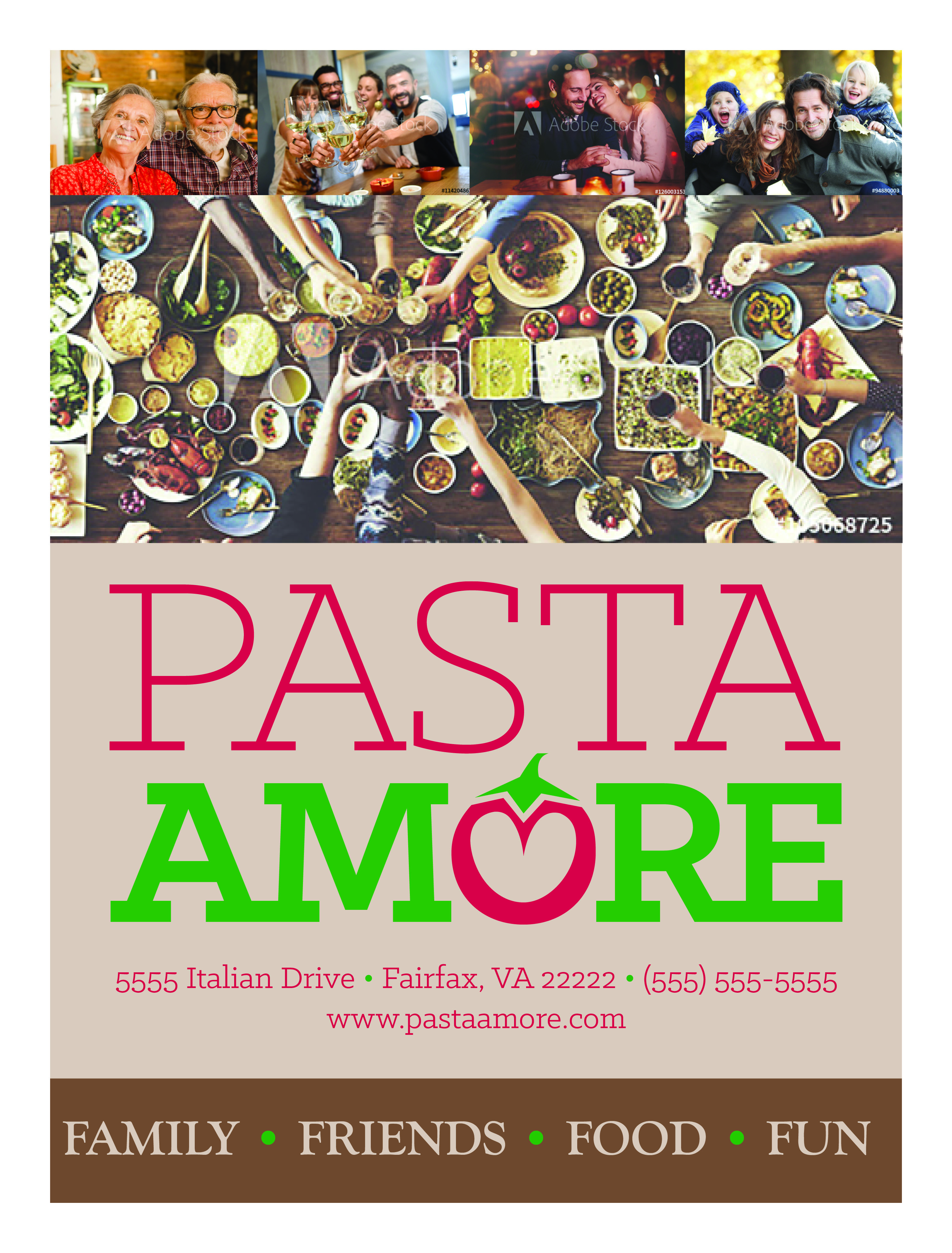 Pasta Amore Menu Cover